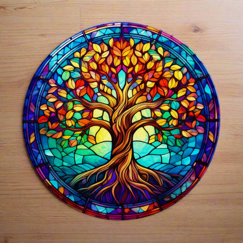 Tree of Life Circular Glass Suncatcher Worktop Saver